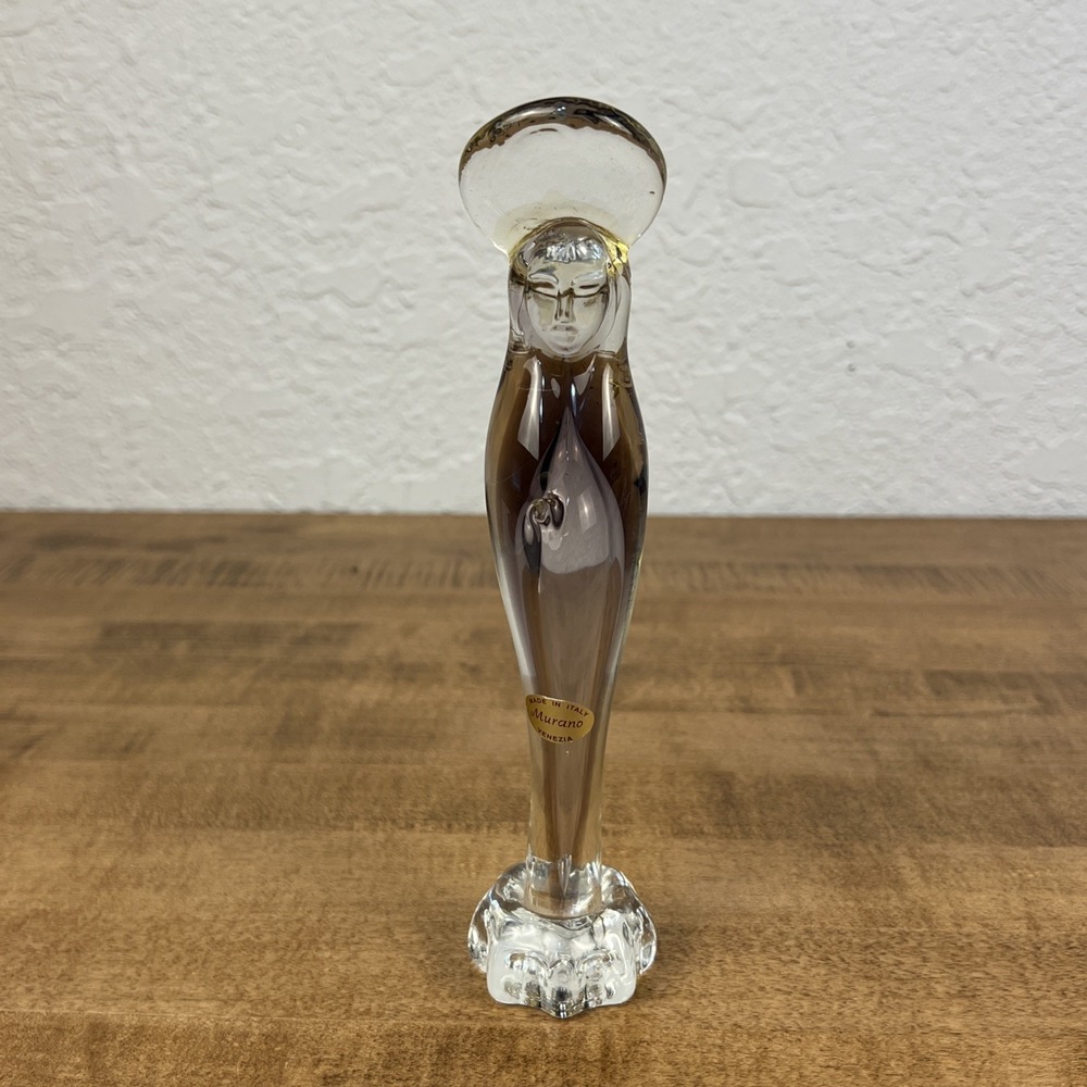 Murano Praying Madonna Vintage Venezia Glass Sculpture Purple